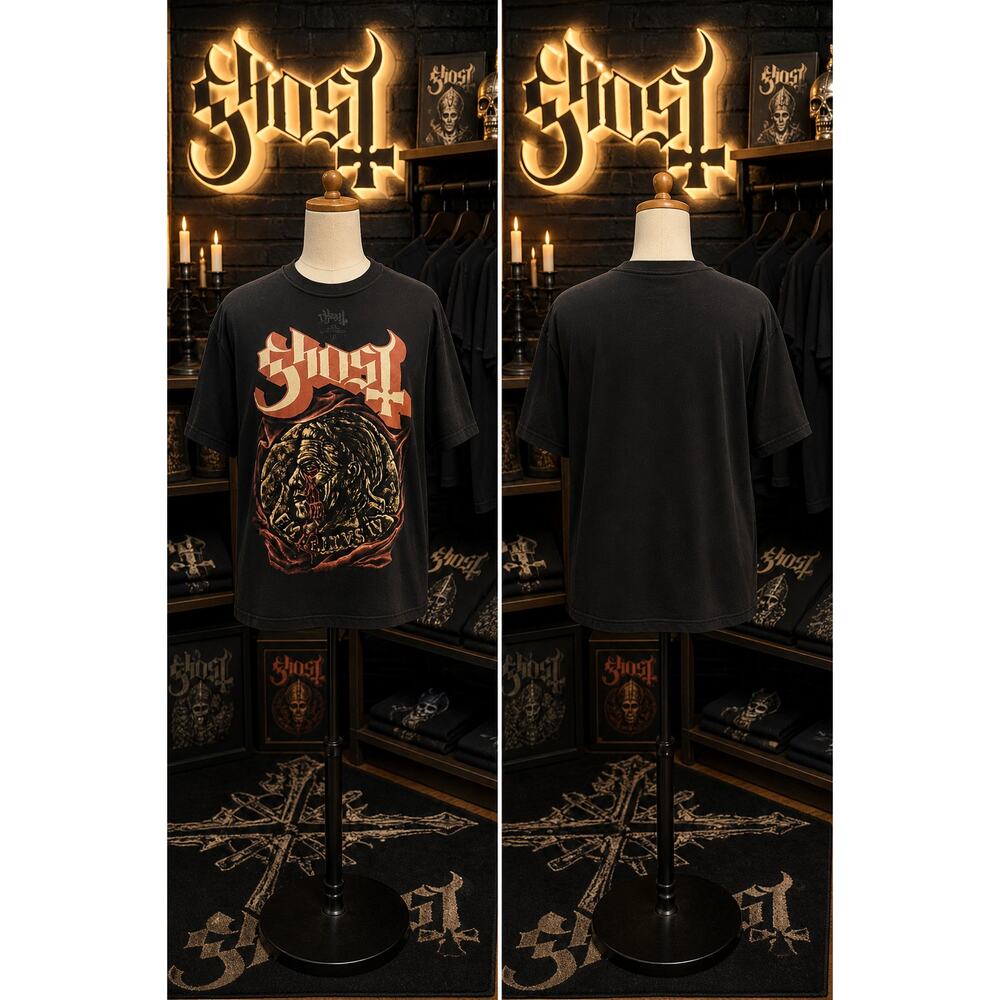 Ghost Band T-Shirt LG Black Opus Eponymous Graphic Rock Metal Tee